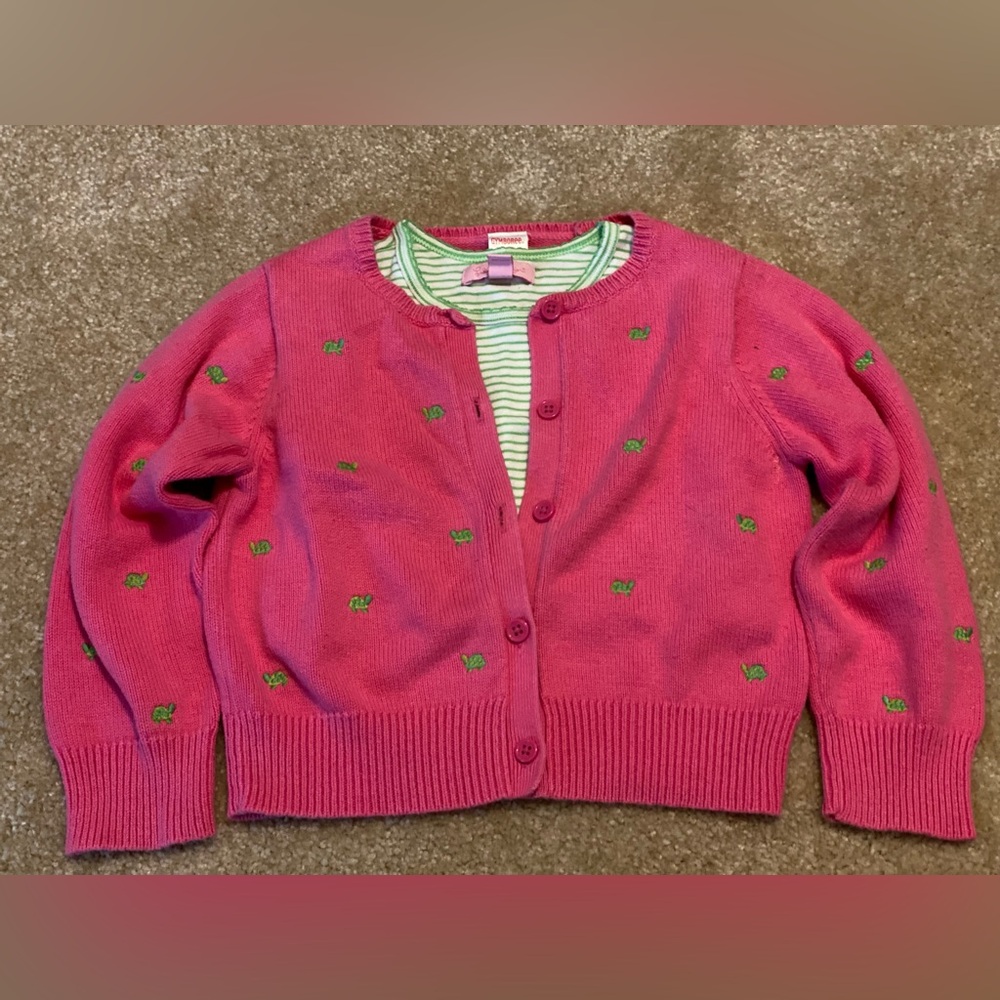 Gymboree Turtle Cardigan & Lilly Pulitzer crop tee